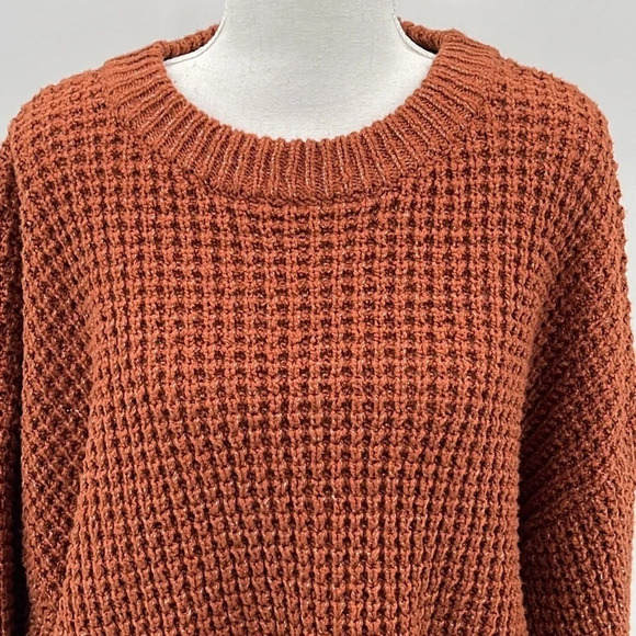 Elodie Chunky Open Knit Crop Sweater in Sienna - NEW - Size XL - Picture 2 of 7